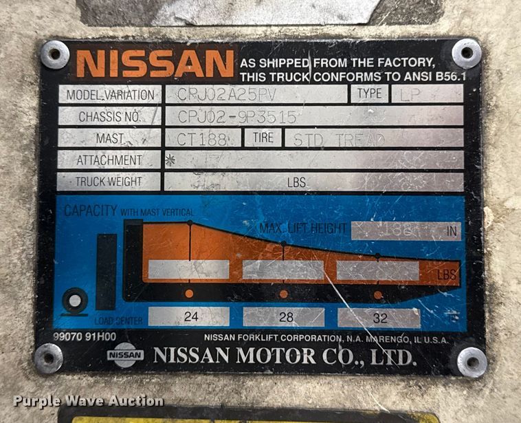 image for item DQ4152 Nissan CPJ02A25PV forklift