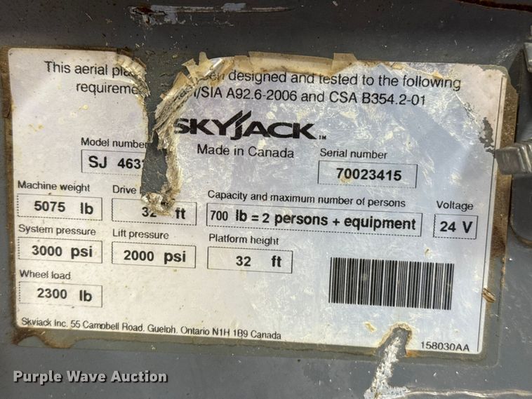 image for item DQ7745 Skyjack SJIII 4632 scissor lift