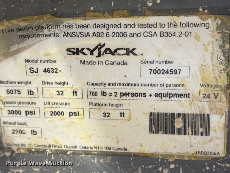 image for item DQ7748 Skyjack SJIII 4632 scissor lift