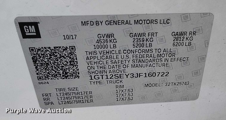 image for item DT0793 2018 GMC Sierra 2500HD Crew Cab pickup truck