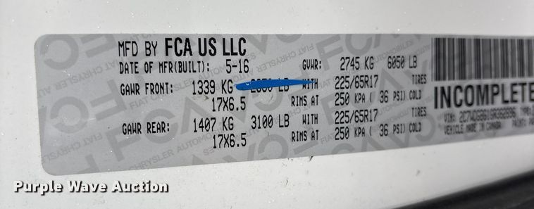 image for item DT2752 2016 Dodge Grand Caravan handicap accessible van