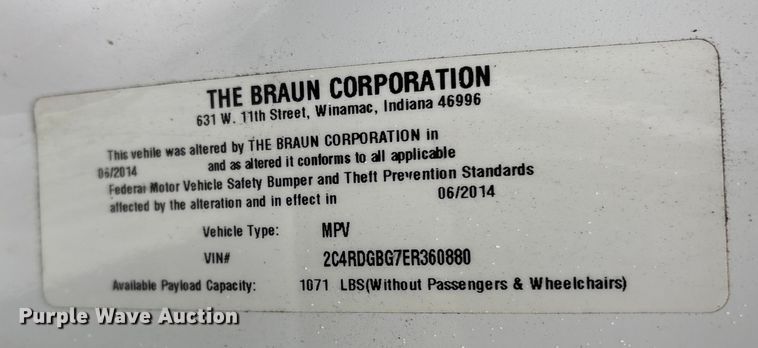 image for item DT2753 2014 Dodge Grand Caravan handicap accessible van