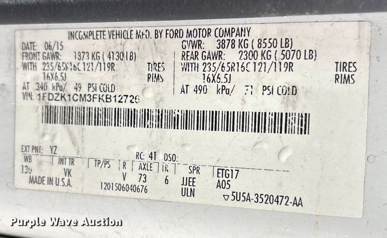 image for item DT2755 2015 Ford Transit delivery van