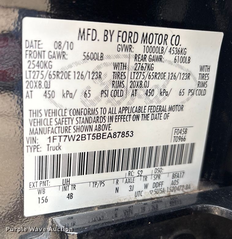 image for item DT4974 2011 Ford F250 Crew Cab pickup truck