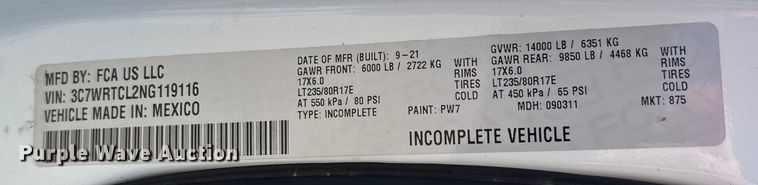 image for item DT4983 2022 RAM 3500HD Crew Cab flatbed pickup truck