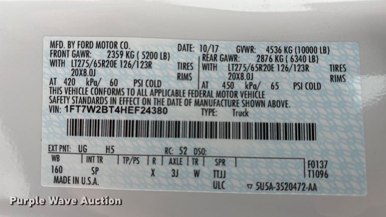 image for item DT6486 2017 Ford F250 King Ranch Crew Cab pickup truck