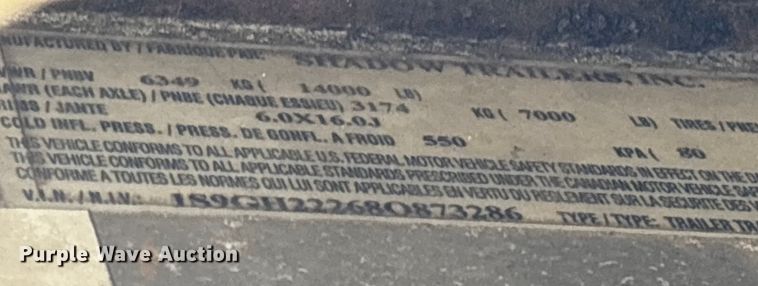 image for item DU0255 2008 Shadow horse trailer