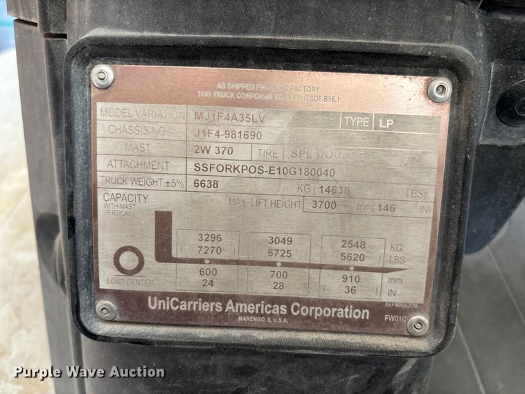 image for item DU0270 2017 UniCarriers PF80YLP forklift
