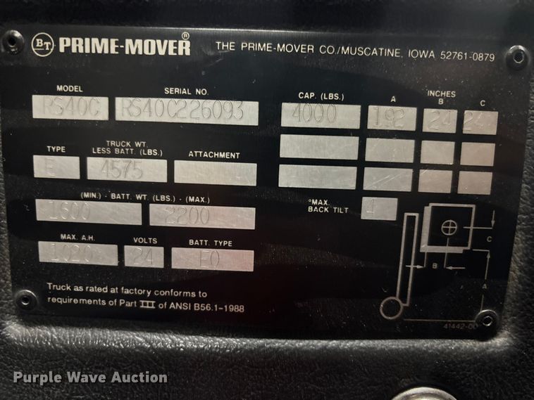 image for item DU0285 Prime Mover RS40C reach truck
