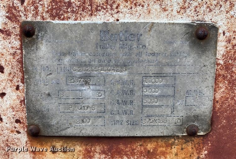 image for item DU0297 1985 Butler pole trailer