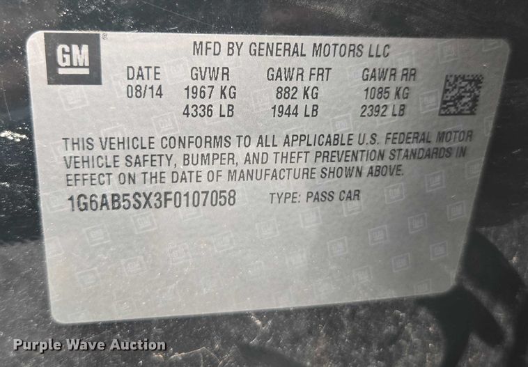 image for item DU2517 2015 Cadillac ATS 