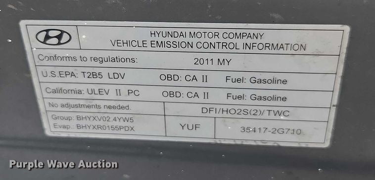 image for item DU2518 2011 Hyundai Sonata 