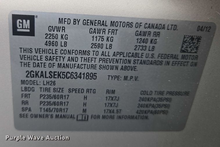 image for item DU2521 2012 GMC Terrain SUV
