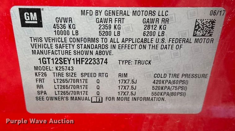 image for item DV0760 2017 GMC Sierra 2500HD Crew Cab pickup truck