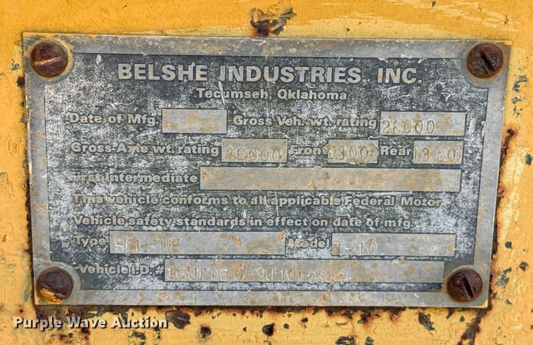 image for item DW5188 1989 Belshe T-10 equipment trailer