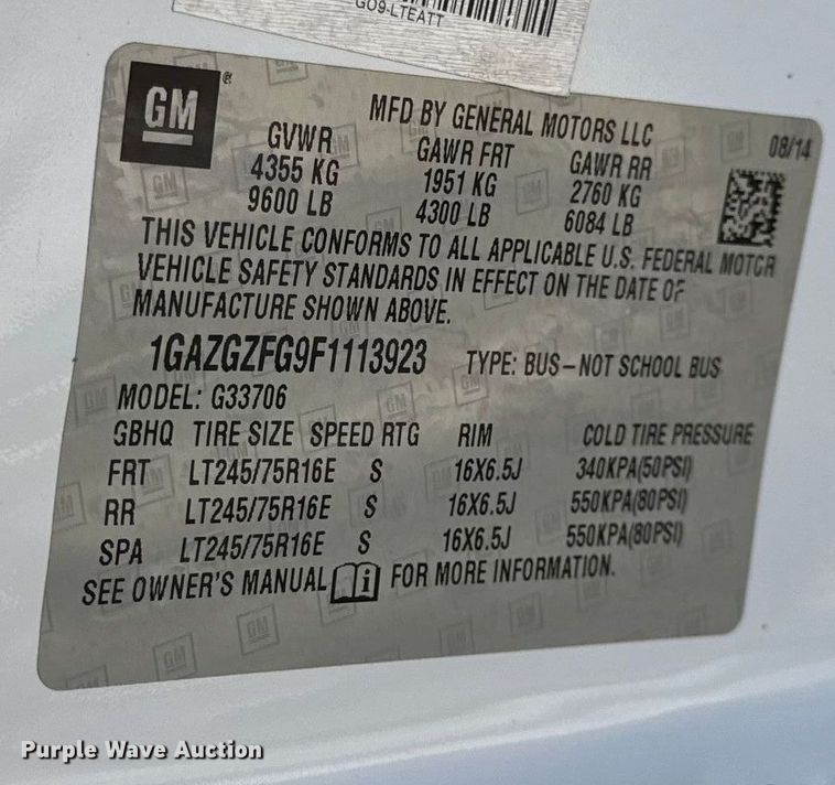 image for item DW6702 2015 Chevrolet Express 3500 van