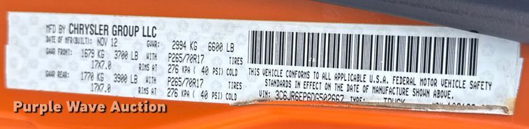 image for item DW6720 2013 RAM 1500 pickup truck