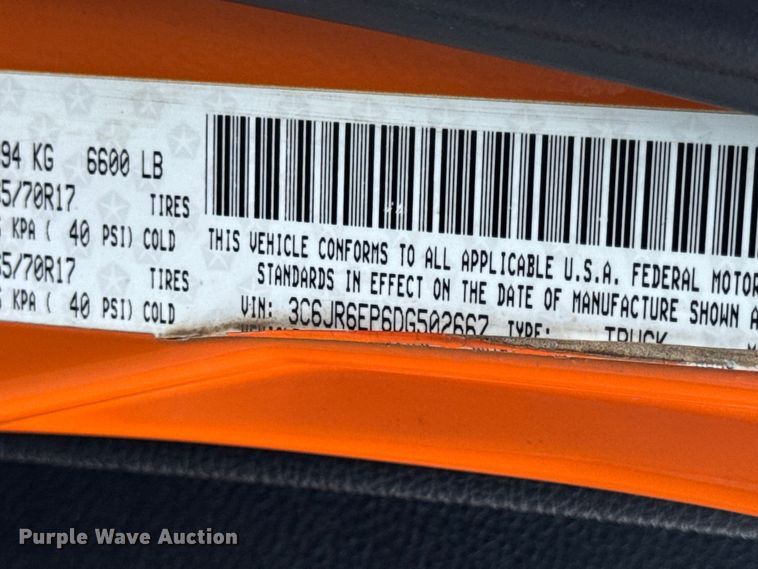 image for item DW6720 2013 RAM 1500 pickup truck