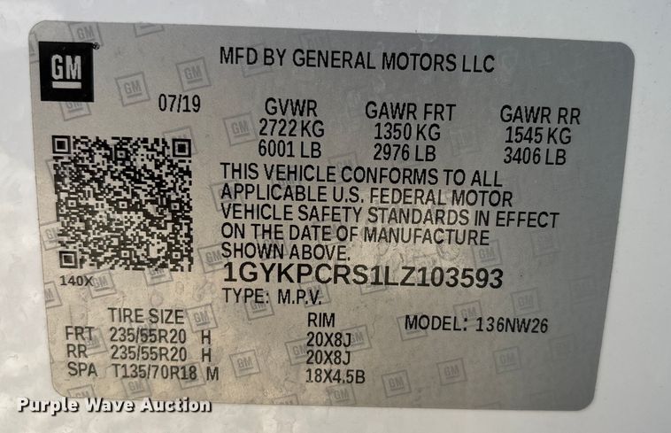 image for item DW7316 2020 Cadillac XT6 SUV