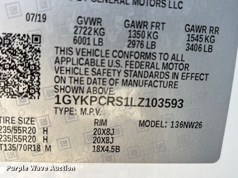 image for item DW7316 2020 Cadillac XT6 SUV