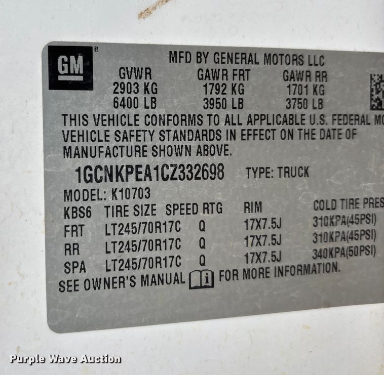 image for item DW7332 2012 Chevrolet Silverado 1500 pickup truck