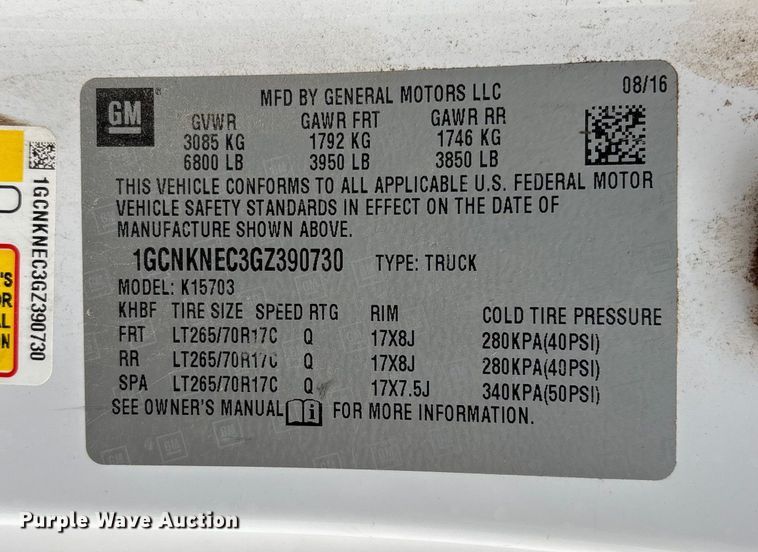 image for item DW7337 2016 Chevrolet Silverado 1500 pickup truck