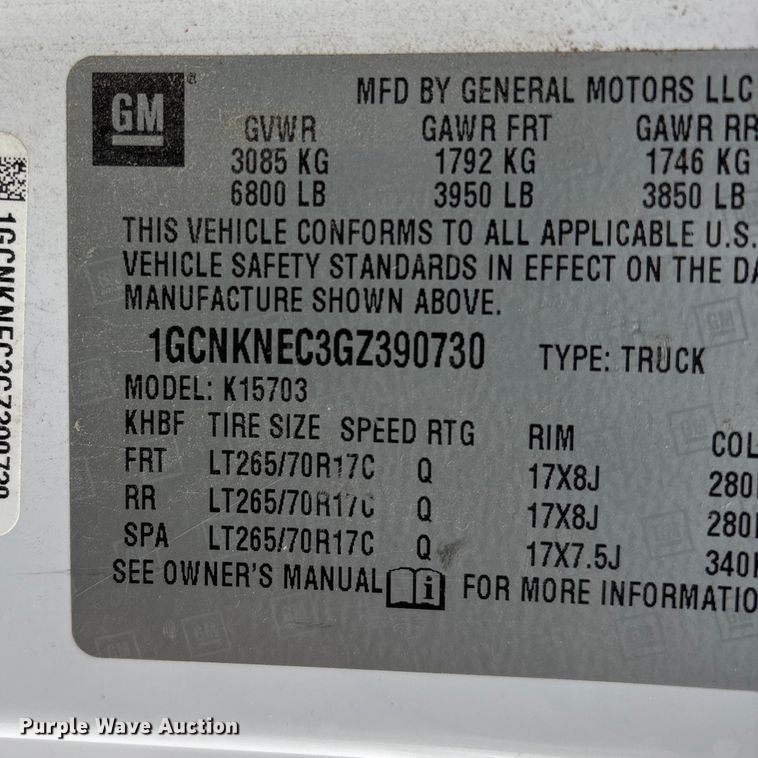 image for item DW7337 2016 Chevrolet Silverado 1500 pickup truck