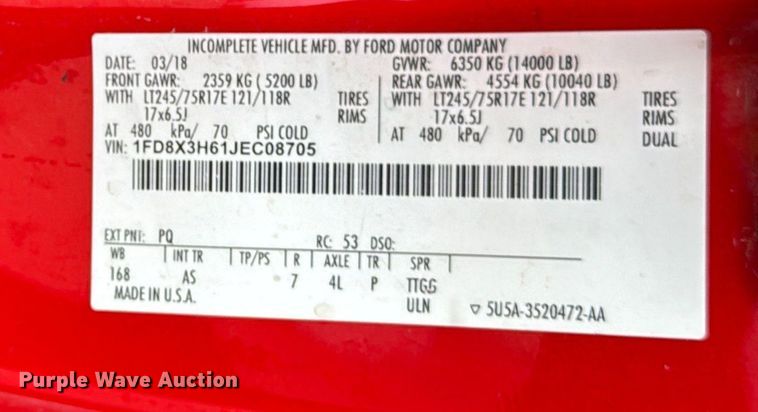 image for item EA2098 2018 Ford F350 Super Duty XL SuperCab utility bed pickup truck