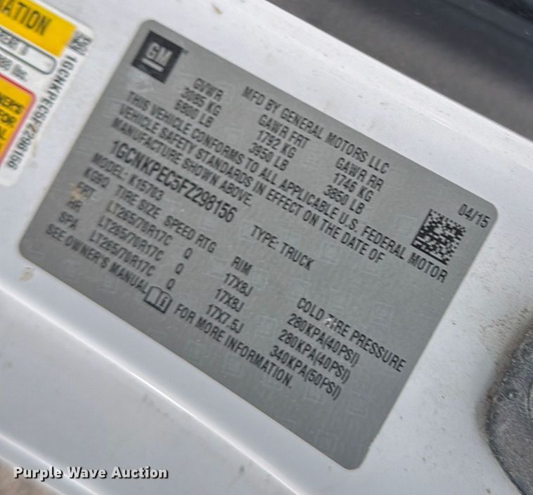 image for item EA2132 2015 Chevrolet Silverado 1500 pickup truck