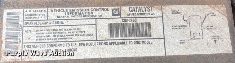 image for item EA7808 2002 Chevrolet Silverado Ext. Cab pickup truck