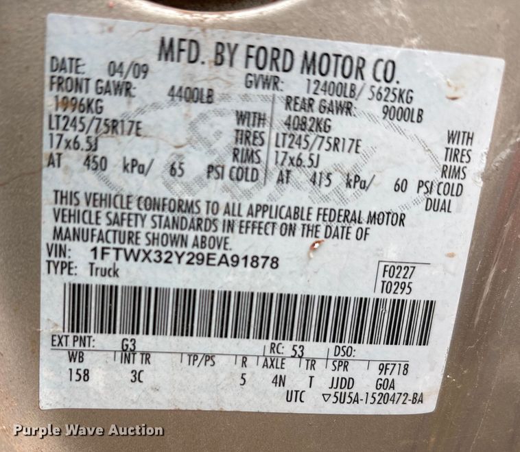 image for item EA7809 2009 Ford F350 Super Duty SuperCab pickup truck