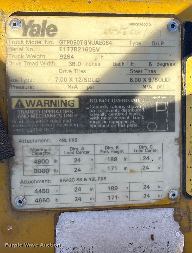 image for item EA7815 Yale GTP050TGNUAE084 forklift