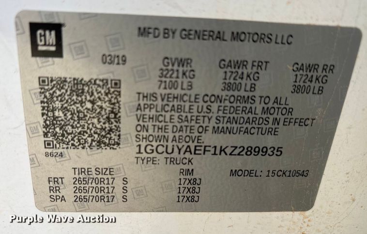 image for item EA7816 2019 Chevrolet Silverado 1500 Crew Cab pickup truck