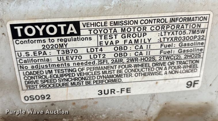 image for item EA7817 2020 Toyota Tundra CrewMax pickup truck
