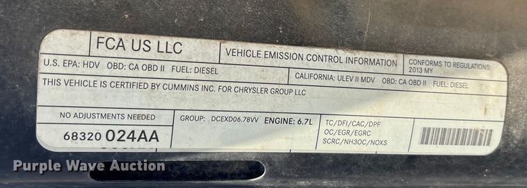 image for item EA7858 2015 RAM 3500 utility bed pickup truck