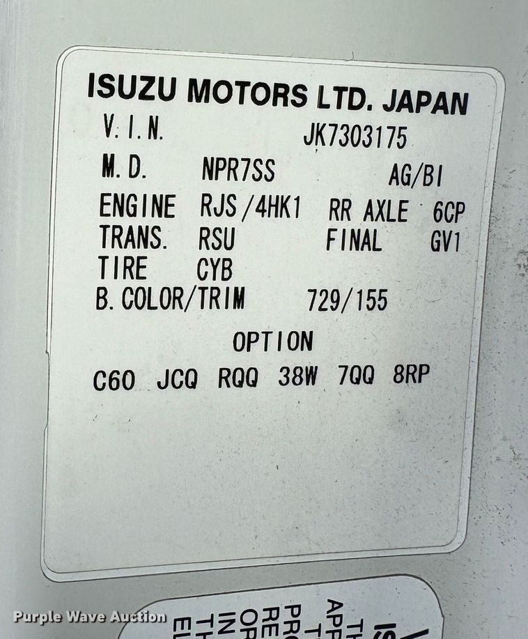 image for item EC8144 2019 Isuzu NRR box truck