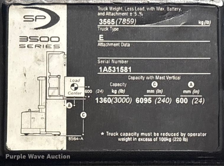 image for item EC8145 2018 Crown SP3520-30 order picker