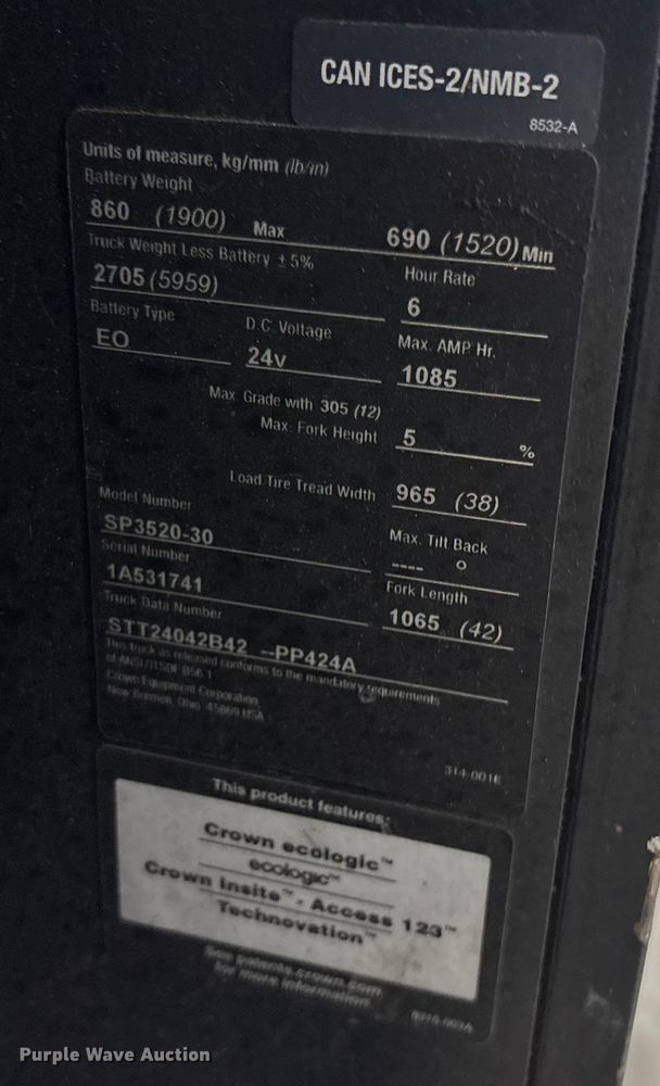 image for item EC8146 2018 Crown SP3520-30 order picker