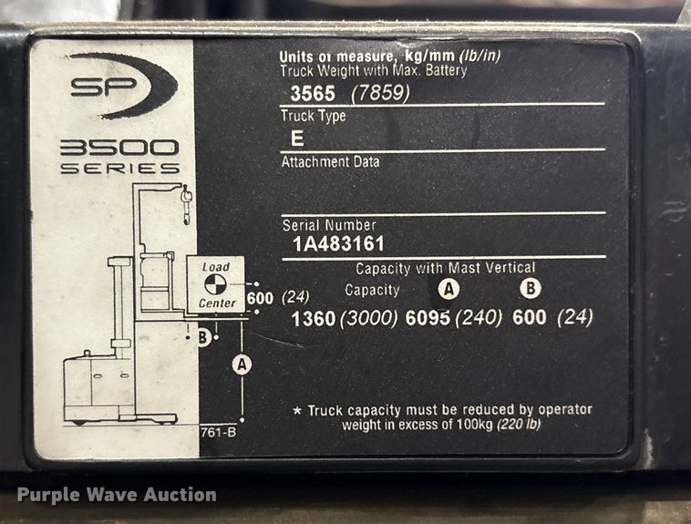 image for item EC8147 2017 Crown SP3500-30 order picker