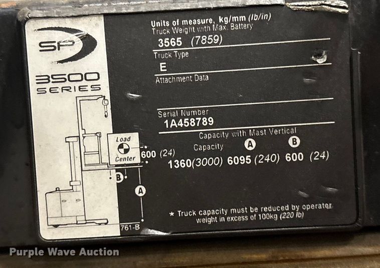 image for item EC8148 2015 Crown SP3520-30 order picker