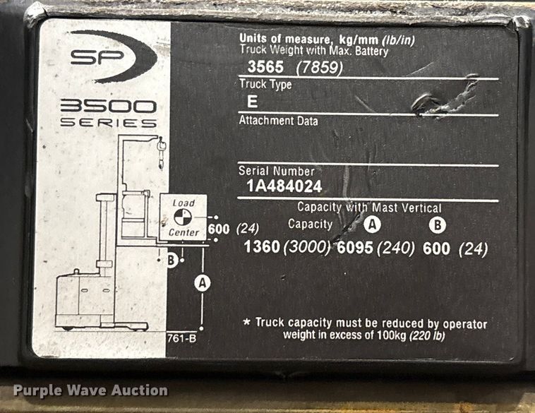 image for item EC8150 2017 Crown SP3520-30 order picker