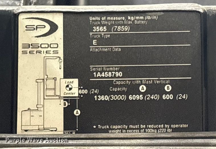 image for item EC8151 2016 Crown SP3520-30 order picker