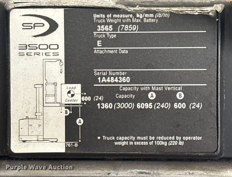 image for item EC8152 2017 Crown SP3520-30 order picker