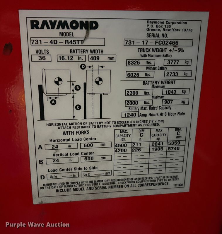 image for item EC8154 2017 Raymond 7310 reach truck