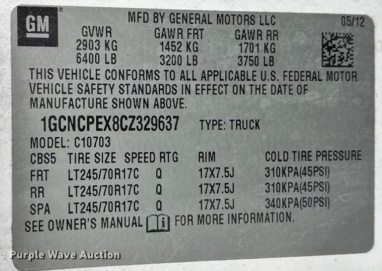 image for item ED2419 2012 Chevrolet Silverado 1500 pickup truck