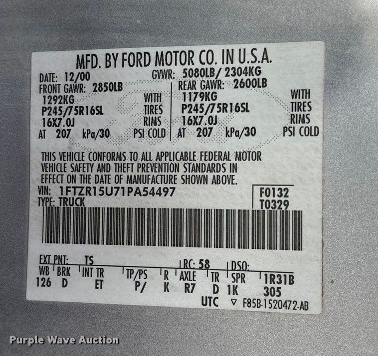 image for item ED2430 2001 Ford Ranger Edge SuperCab pickup truck