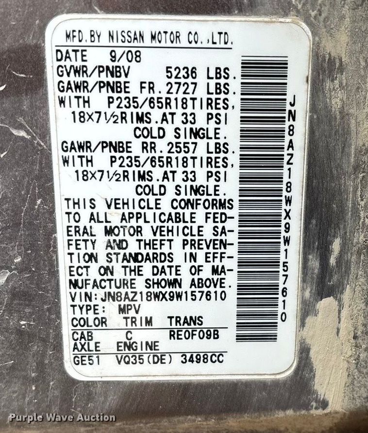 image for item ED2431 2009 Nissan Murano SUV