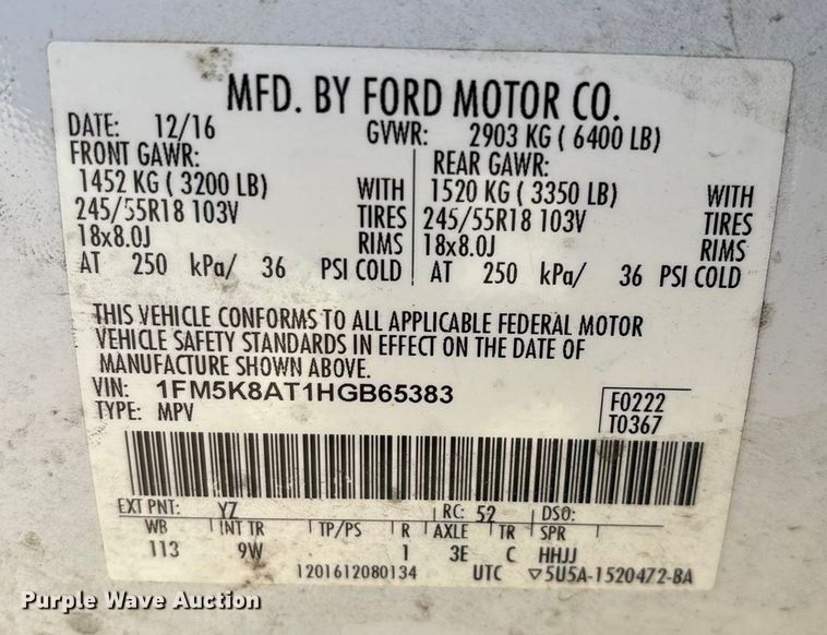 image for item ED2440 2017 Ford Explorer Police Interceptor SUV