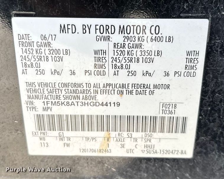 image for item ED2441 2017 Ford Explorer Police SUV