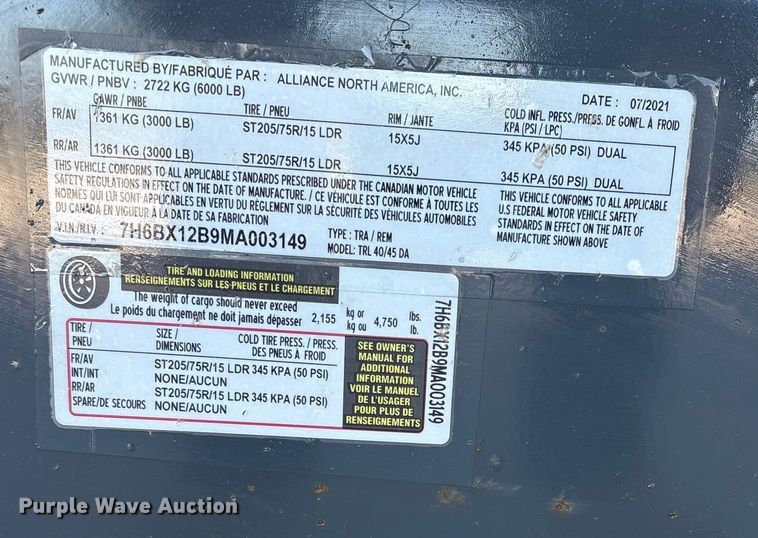 image for item EE0086 2021 Alliance North America Airman SDG45 generator